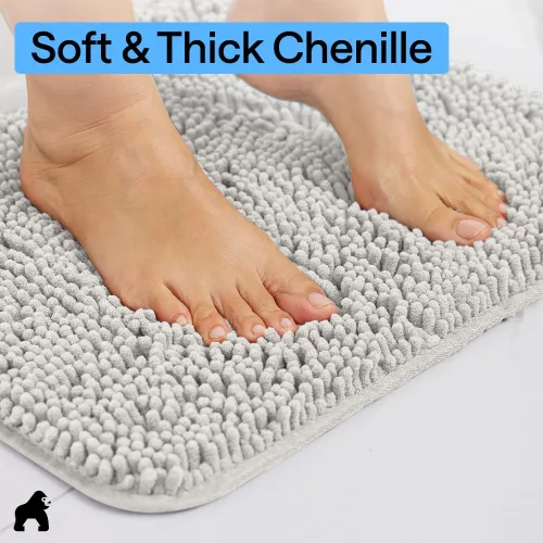 Miniatura 5 de GORILLA GRIP - Juegos de alfombras de baño, juego de 2 alfombras de área de chenilla suave, alfombra base para inodoro y alfombra de 30 x 20