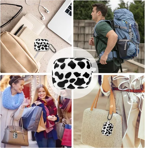 Miniatura 6 de Funda para Airpods Pro con llavero, funda protectora completa inspirada en lindo diseño de vaca, catalizador, de silicona, para mujeres, hombres