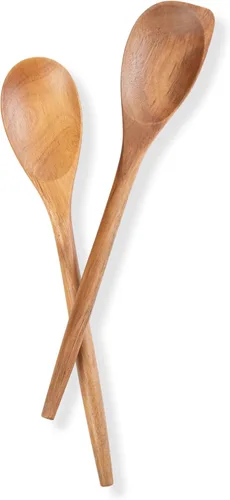 GinSent 2 cucharas de madera para cocinar, cucharas de madera de 14 pulgadas, cucharas de madera de agarre cómodo, utensilios de cocina para agitar,