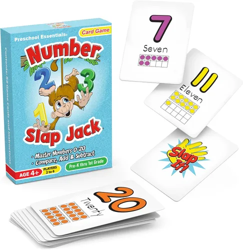 Number Slap Jack un juego de cartas de matemáticas para niños de 4 años en adelante | La manera fácil de aprender los números del 0 al 20 | 4 formas