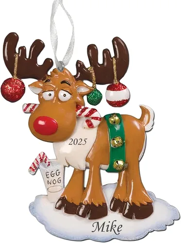 Miniatura 10 de 2025 Adorno de Navidad personalizado para niños – Recuerdo festivo con nombre y año personalizados – Adorno de árbol de Navidad con diseño de animal