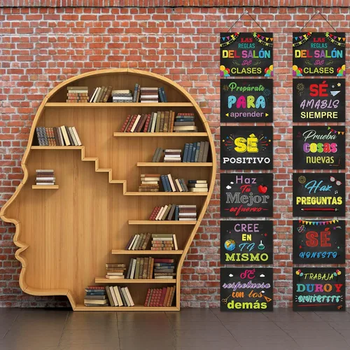Miniatura 7 de Faccito Letrero motivacional para decoración de aula en español, cartel positivo para porche, letrero inspirador para puerta, decoración de pared