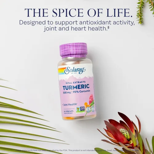 Miniatura 3 de SOLARAY Suplemento de cúrcuma de 300 mg - Extracto de raíz de cúrcuma con 95% de curcumina - Suplemento de apoyo articular para la salud y comodidad