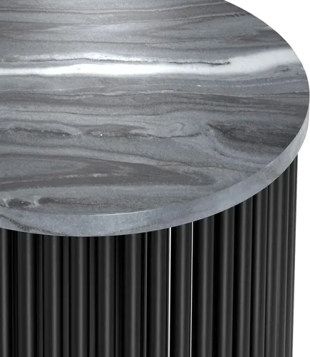 Miniatura 10 de SIMPLIHOME Demy - Mesa auxiliar redonda de metal sólido de 18 pulgadas de ancho con parte superior de mármol genuino y base de listones en negro