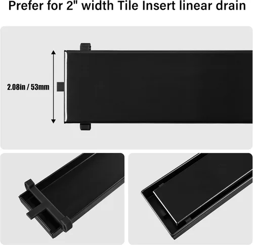 Miniatura 3 de Clip de plástico para drenaje lineal, soporte de bandeja de azulejos, clips de drenaje de plástico negro para drenaje de ducha HTOH con inserción