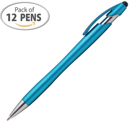 Miniatura 2 de Lápiz capacitivo y bolígrafo 2 en 1 de goma, agarre cómodo Beemer para cualquier dispositivo de pantalla táctil (caja de 12, aguamarina)