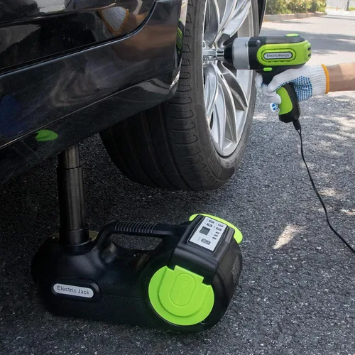 Miniatura 5 de E-HEELP Kit de Gato Eléctrico Hidráulico para Automóvil de 5 Toneladas 12V (Rango de Elevación: 6.1-20.86 pulgadas) con Llave de Impacto e Inflador