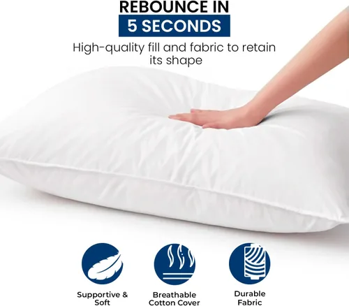Miniatura 3 de Ryotei - Paquete de 12 almohadas alternativas de plumón estándar (20 x 26) – Funda 100% algodón T-235 – Almohada firme de calidad de hotel