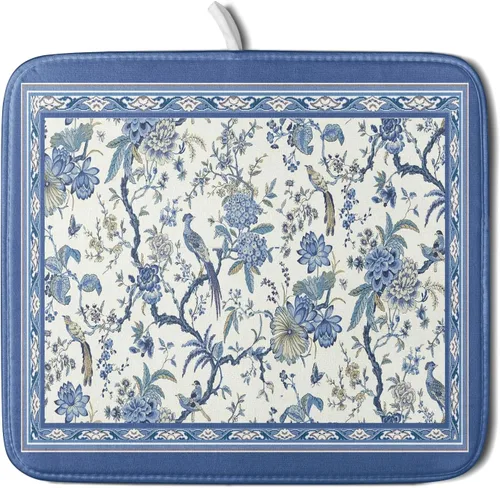 Miniatura 17 de Giwawa Tapete de Secado de Platos Retro Silueta de Cabaña del Bosque de Ciervos para Encimera 18 x 24 pulgadas Otoño Cielo Azul Nube Dibujos