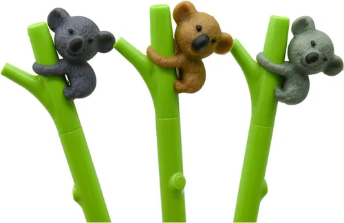 Miniatura 3 de 24 bolígrafos de koala de gel novedosos con diseño de animales, bolígrafo de árbol de escalada de koala de 0.020 in para escuela, oficina, fiesta