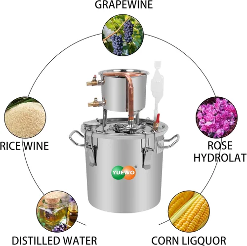 Miniatura 6 de YUEWO Still 8Gal 30L acero inoxidable agua alcohol destilador tubo de cobre kit de preparación casera para bricolaje whisky vino brandy