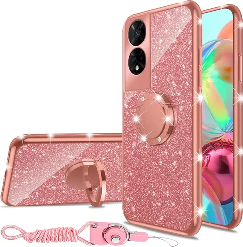 Miniatura 31 de nancheng Funda de teléfono para TCL A3X (A600DL), funda para Alcatel TCL A3X niñas y mujeres, bonita funda de silicona transparente con purpurina