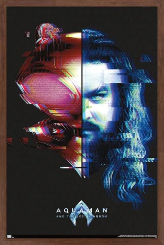 Trends International DC Comics Movie Aquaman y el Reino Perdido - Póster de pared de Faceoff, 22.4 pulgadas de largo x 14.7 W, versión enmarcada de