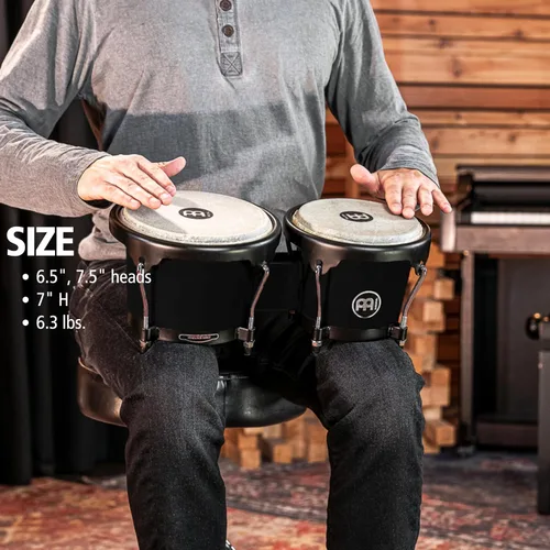 Miniatura 6 de Meinl Percussion HB100SNT-M bongós de madera natural de 6 3/4 y 8 pulgadas, Negro