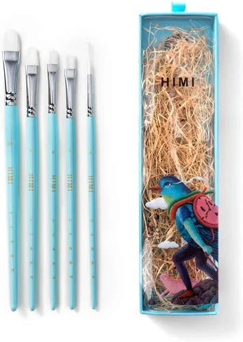 HIMI Gouache - Juego de 5 pinceles para pintura de acuarela al óleo acrílico, acuarela, cara y cuerpo, bonito regalo, aficionado al arte, adultos