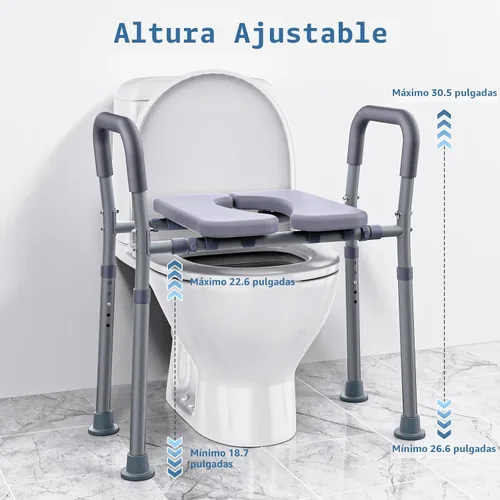 Miniatura 7 de Elevador de Asiento de Inodoro Dedibody para Personas Mayores, Asiento de Inodoro Elevado con Asas, Altura y Ancho Ajustables, Asiento de Inodoro