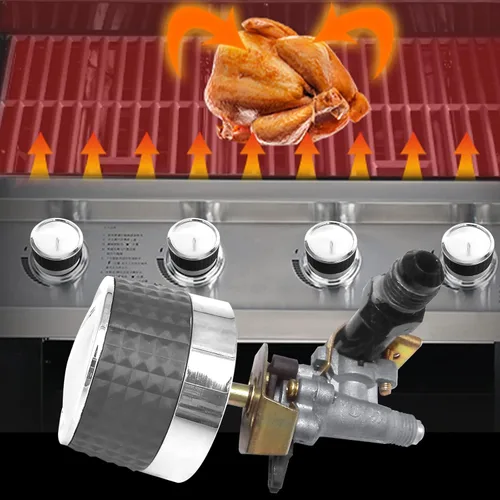 Miniatura 6 de Pomos de control de parrilla de gas, perillas de repuesto para quemador de gas, interruptor giratorio cromado con agarre antideslizante, pomos