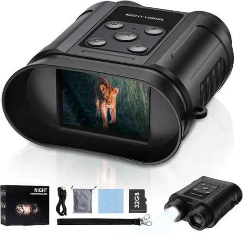 Gafas de visión nocturna, prismáticos compactos de visión nocturna, tarjeta de 32GB incluida, captura de foto/video, herramientas al aire libre para