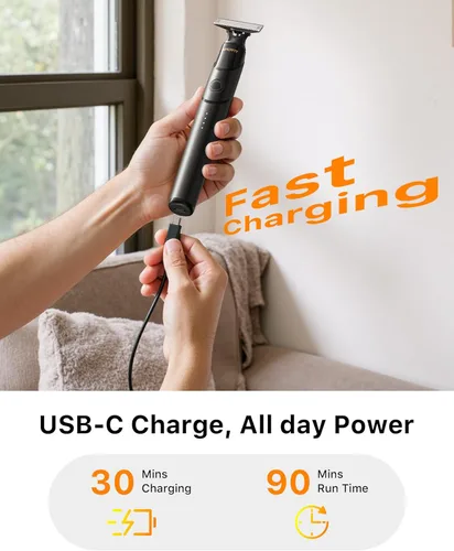 Miniatura 4 de [2026 - Recortadora de pelo para barba y cuerpo mejorada para hombres [todo en uno] Carga rápida USB-C, afeitadora eléctrica sin dolor para ingle