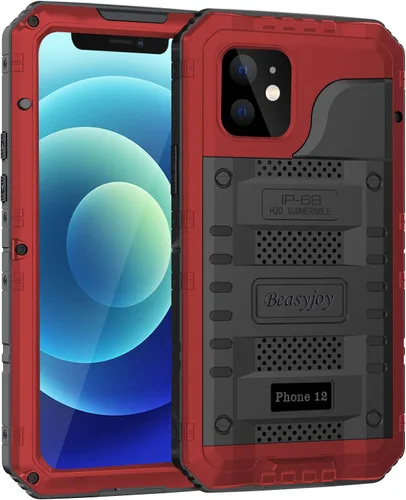 Miniatura 29 de Beasyjoy Funda impermeable para iPhone 12 Pro Max, cubierta protectora de cuerpo completo con protector de pantalla incorporado, resistente a Negro
