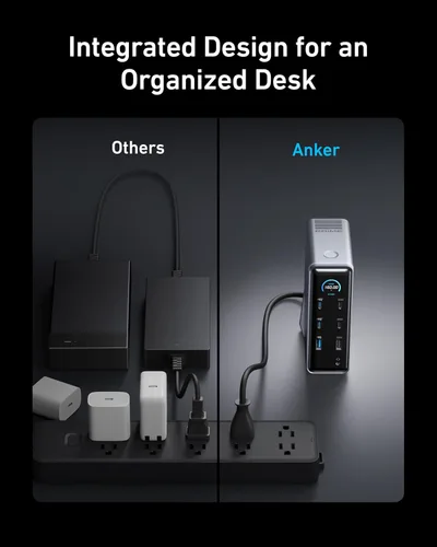 Miniatura 8 de Estación de acoplamiento Anker Prime, 14 puertos con salida máxima de 160W, transferencia de datos rápida de 10Gbps, interfaz inteligente en tiempo