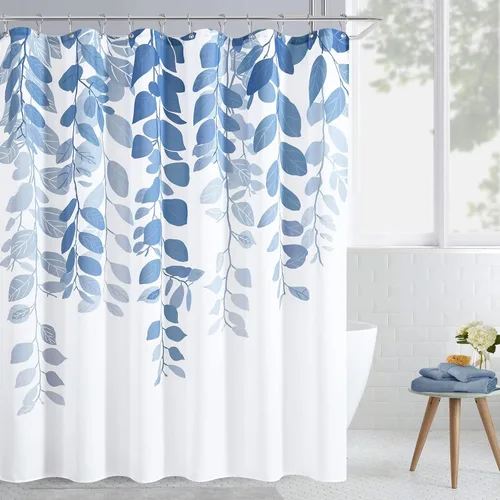 Miniatura 35 de BOODII Cortinas de ducha negras de 36 x 72 pulgadas, cortina de ducha de eucalipto de primavera para baño, cortina de baño con textura de flameado