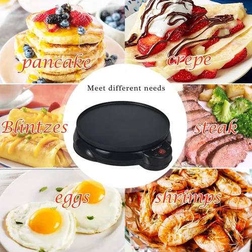Miniatura 3 de Health and Home Máquina eléctrica de crepé – Sartén para crepes de 10 pulgadas, plancha de crepé, máquina antiadherente para panqueques – Fácil