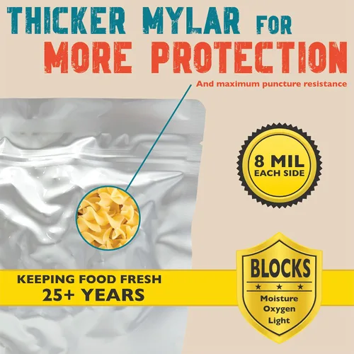 Miniatura 3 de Bolsas de Mylar de 1 cuarto de galón, grosor total de 16 mil, bolsas de Mylar resellables de pie para almacenamiento de alimentos, liofilización