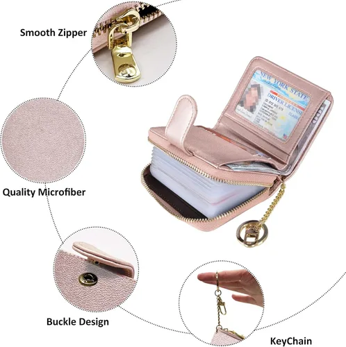 Miniatura 3 de Beurlike billetera de cuero, con tarjetero con bloqueo RFID, organizador, billetera segura para mujer