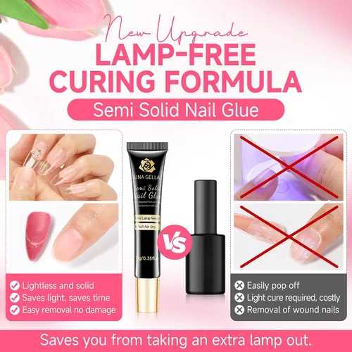 Miniatura 2 de UNA GELLA No necesita lámpara de pegamento sólido para uñas a presión: uñas acrílicas súper fuertes semi pegamento de uñas gel de curado rápido 0.3