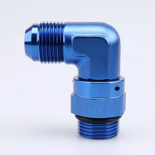 Miniatura 17 de AC PERFORMANCE Adaptador de ajuste de rosca de tubo de aluminio de 90 grados -8 AN macho a -8 AN ORB con junta tórica O Ring Port giratorio, negro