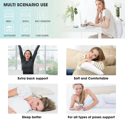 Miniatura 5 de WINGLAM, Rellenos de almohada, almohadas decorativas, relleno de funda, blanco, paquete de 2, 22 x 22 pulgadas, hipoalergénico, poliéster, ultra