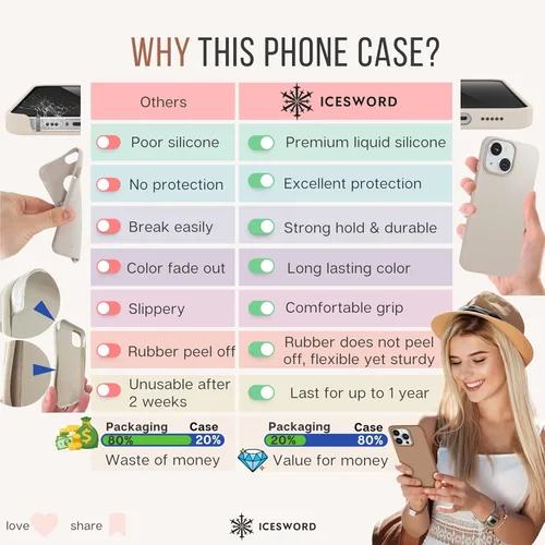 Miniatura 7 de IceSword Funda compatible con iPhone 15 Stone de silicona líquida delgada y protectora, suave antiarañazos, beige claro, crema y arena cálida