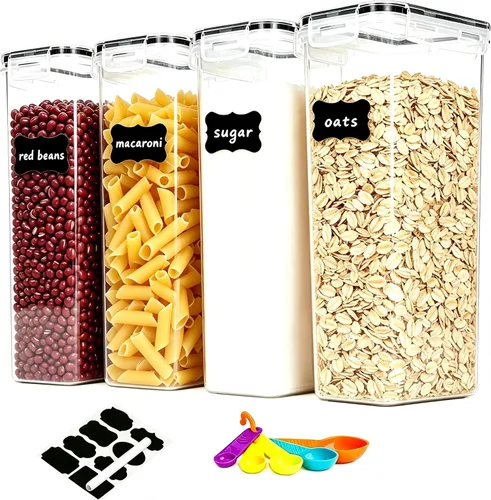 Miniatura 11 de 2 recipientes grandes de almacenamiento de alimentos de 6.5 litros/220 onzas, recipientes herméticos de plástico sin BPA para harina, azúcar