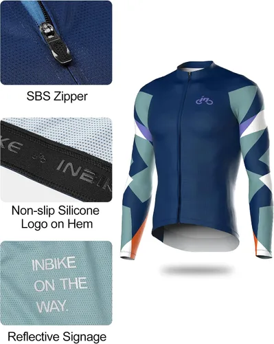 Miniatura 3 de INBIKE Camiseta de ciclismo de manga larga transpirable y de secado rápido con 3 bolsillos traseros para hombres y mujeres