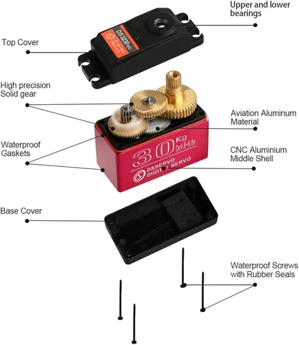 Miniatura 6 de 66.1 lbs Digital servo alto torque completo metal engranaje impermeable, adecuado para coche de control remoto modelo RC con un ángulo de control