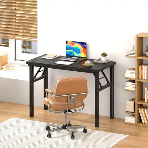 Miniatura 2 de Escritorio plegable de 31.5 pulgadas, sin ensamblaje, escritorios plegables para espacios pequeños, escritorio plegable resistente, escritorios