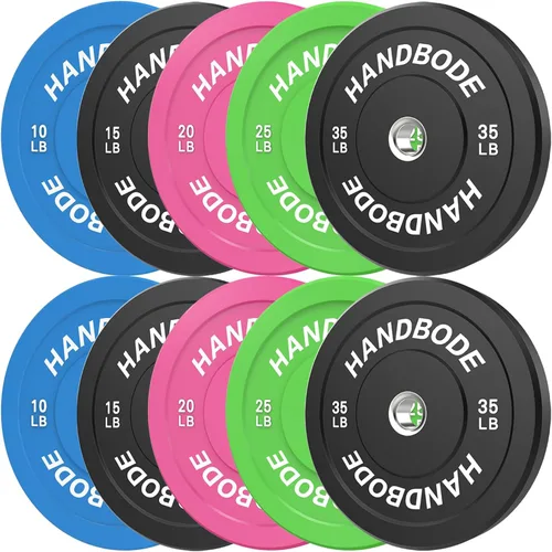 Miniatura 18 de HANDBODE Juego de discos de peso de 2 pulgadas de alto rebote, juego de discos olímpicos de 45/100/160/190/260/300 libras, juego de discos