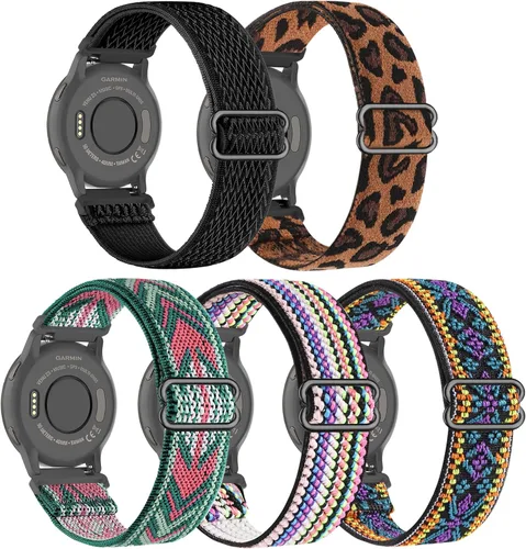 Miniatura 13 de Paquete de 5 correas de reloj de nailon compatibles con Garmin Venu 3S/Venu 4 (1.614 in)/2S/Forerunner 265S 1.654 in, 0.709 in, correa deportiva