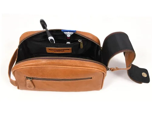 Miniatura 2 de Leather Toiletry Travel Pouch Leather Waterproof Dopp Kit By Aaron Leather Goods