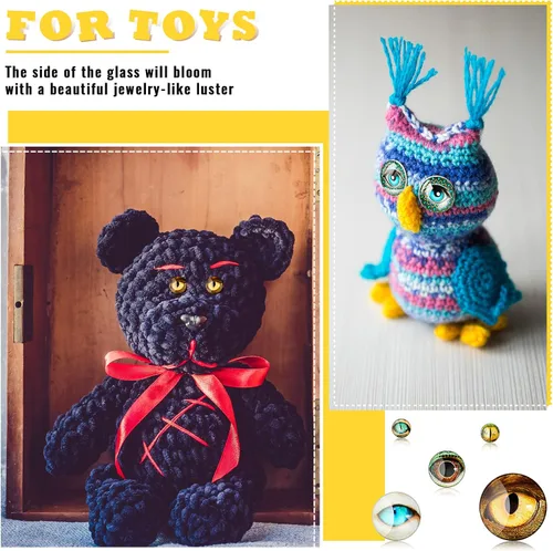 Miniatura 4 de Zomiboo 70 piezas de ojos de cristal de dragón surtidos de 40/25/16/0.315 in para Halloween, Cabujón mixto impreso, ojos de animales, 4 tamaños