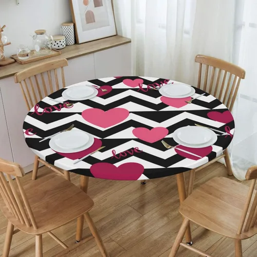 Miniatura 14 de Futterya Decorative Round Tablecloth Fitted Elastic Waterproof Table Cloth Cover Stretch Table Pad Cover for Parties Weddings Banquet Outdoor Events