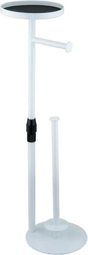 Miniatura 8 de Soporte de papel higiénico para baño, altura ajustable, soporte en el suelo, almacena 4 rollos de reserva, con estante superior de almacenamiento
