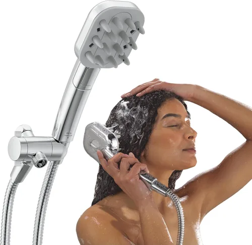 Miniatura 9 de Cabeza de ducha manual Delta VersaCurl para desenredar el cabello rizado con 3 insertos de cepillo para definir rizos incluidos, ducha de mano