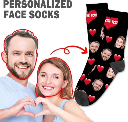Miniatura 23 de Yofair Calcetines personalizados con foto – Calcetines divertidos personalizados con imagen – Regalos de Navidad personalizados para hombres