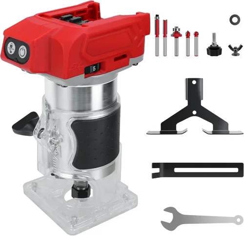 Enrutador compacto inalámbrico para batería Milwaukee de 18 V, enrutador recortador sin escobillas de 800 W con 5 velocidades variables, 30000 RPM,