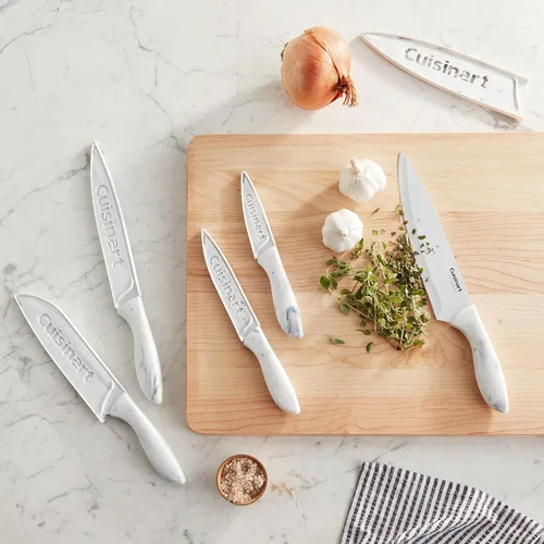 Miniatura 12 de Cuisinart C55-10PWM Juego de cuchillos recubiertos de cerámica con fundas protectoras de hoja (juego de 10 piezas) en mármol sintético