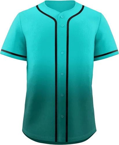 Miniatura 34 de KXK Camiseta de béisbol en blanco para hombre, camisas casuales con botones, manga corta, uniforme deportivo de equipo activo