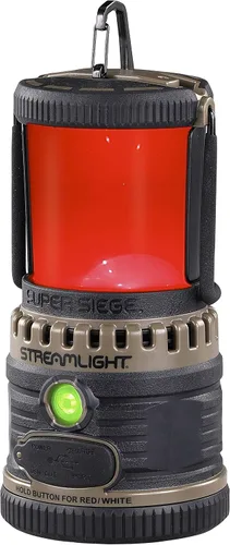 Miniatura 4 de Streamlight 44947 Super Siege Linterna recargable de 1100 lúmenes con cargador AC de 120 voltios, Coyote Banco de energía USB, LED blanco y rojo