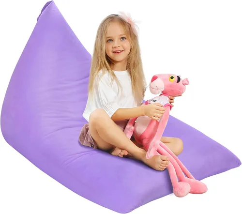 Miniatura 20 de Aubliss Funda para puf de almacenamiento de animales de peluche, 50 x 35 pulgadas, puff de terciopelo extra grande para niños y adultos, con Velvet